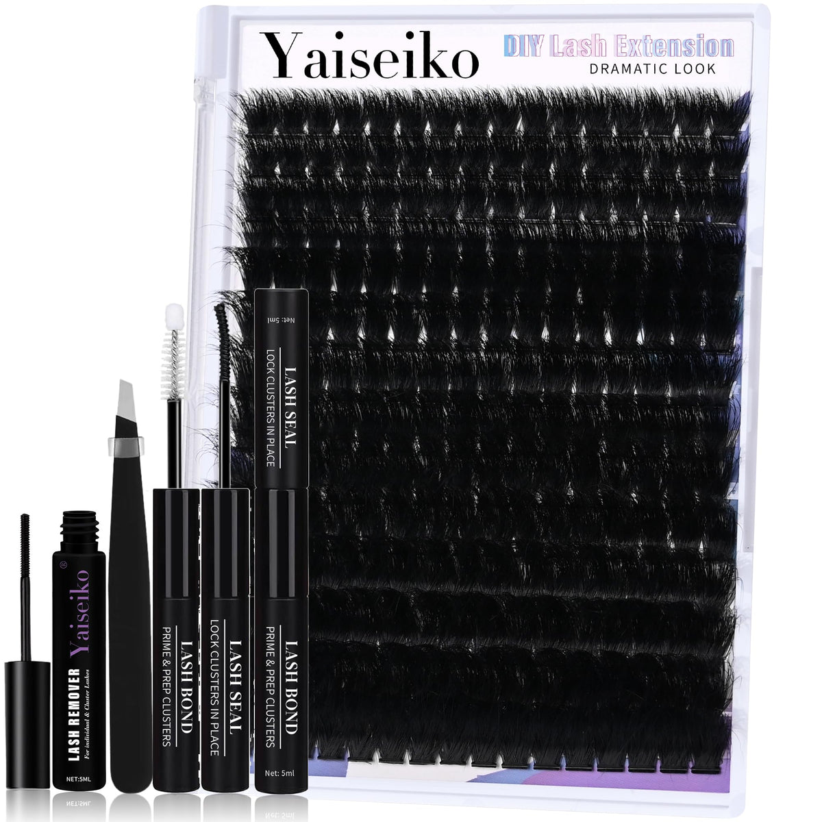 Yaiseiko Mega Lash Clusters Kit 300D with 224pcs thick lashes