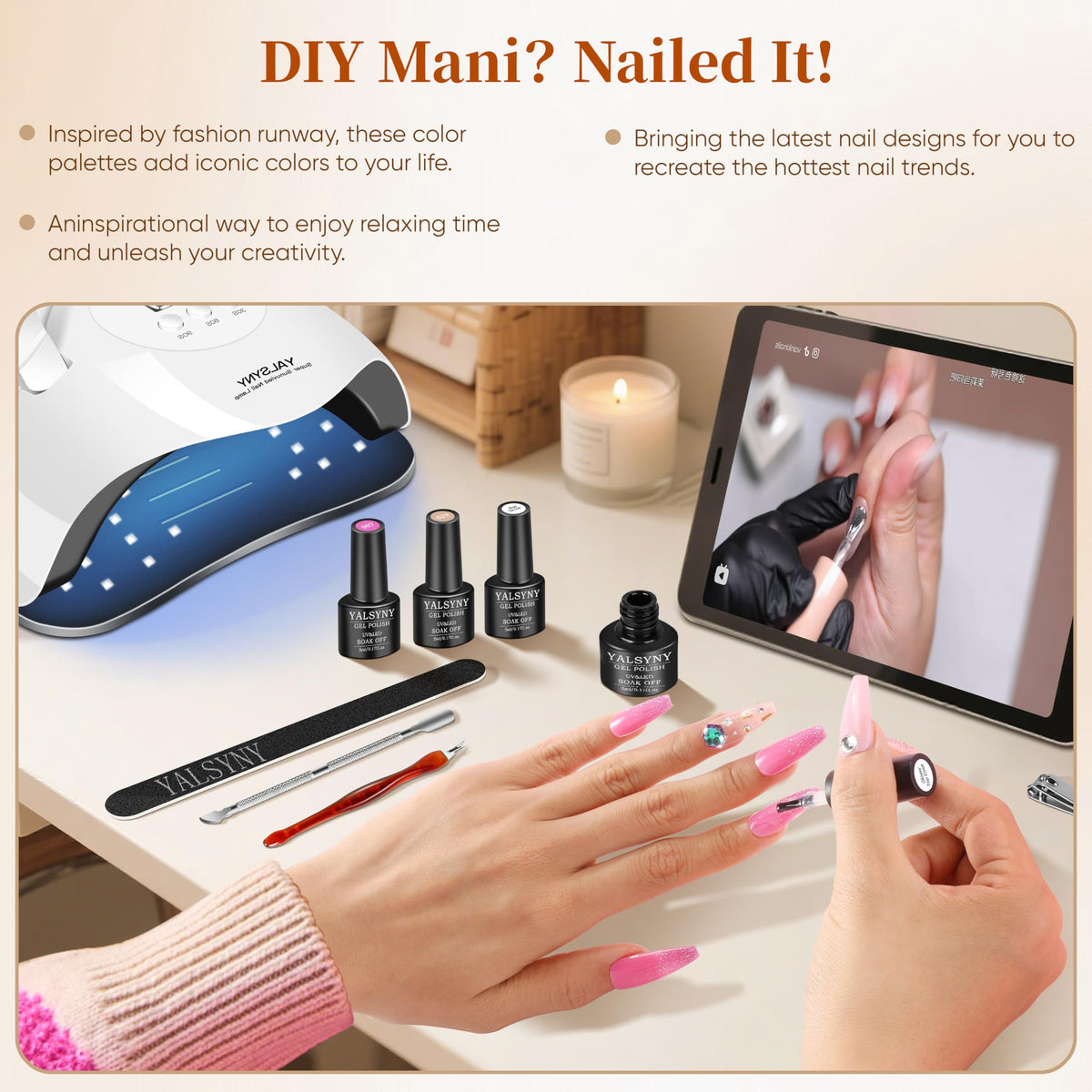 YALSYNY Gel Nail Polish Kit with nail art tools