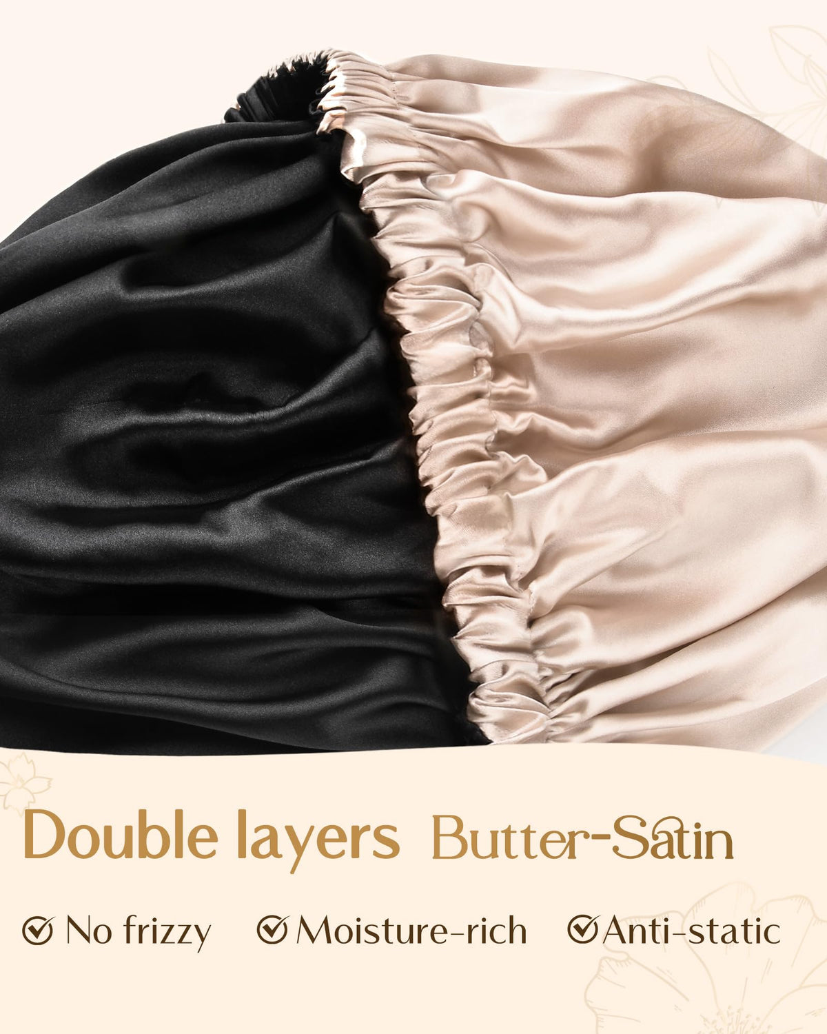 YANIBEST Adjustable Satin Bonnet displayed on a mannequin head