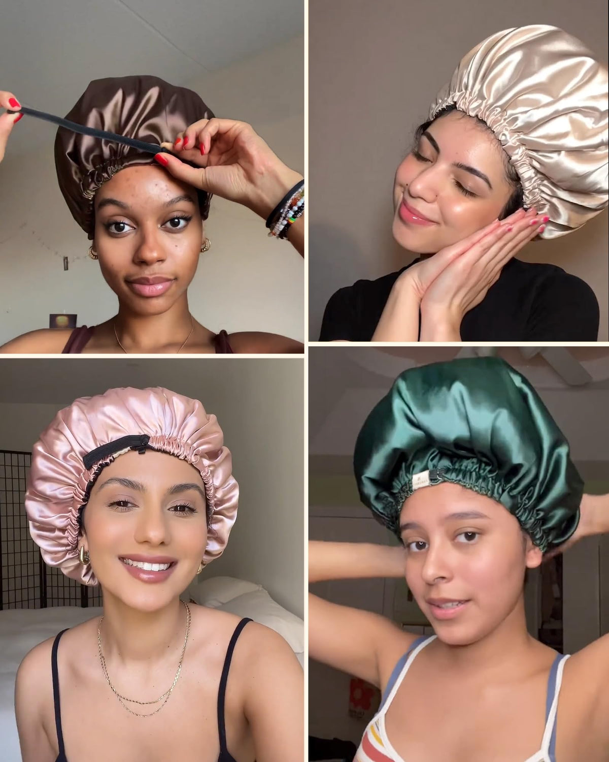 YANIBEST Adjustable Satin Bonnet displayed with hair care products