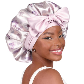 YANIBEST adjustable satin bonnet front view in soft butter-satin