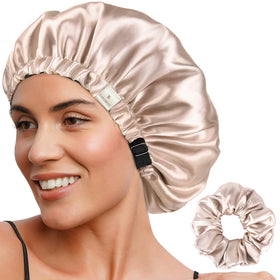 YANIBEST Adjustable Satin Bonnet front view in soft butter-satin material