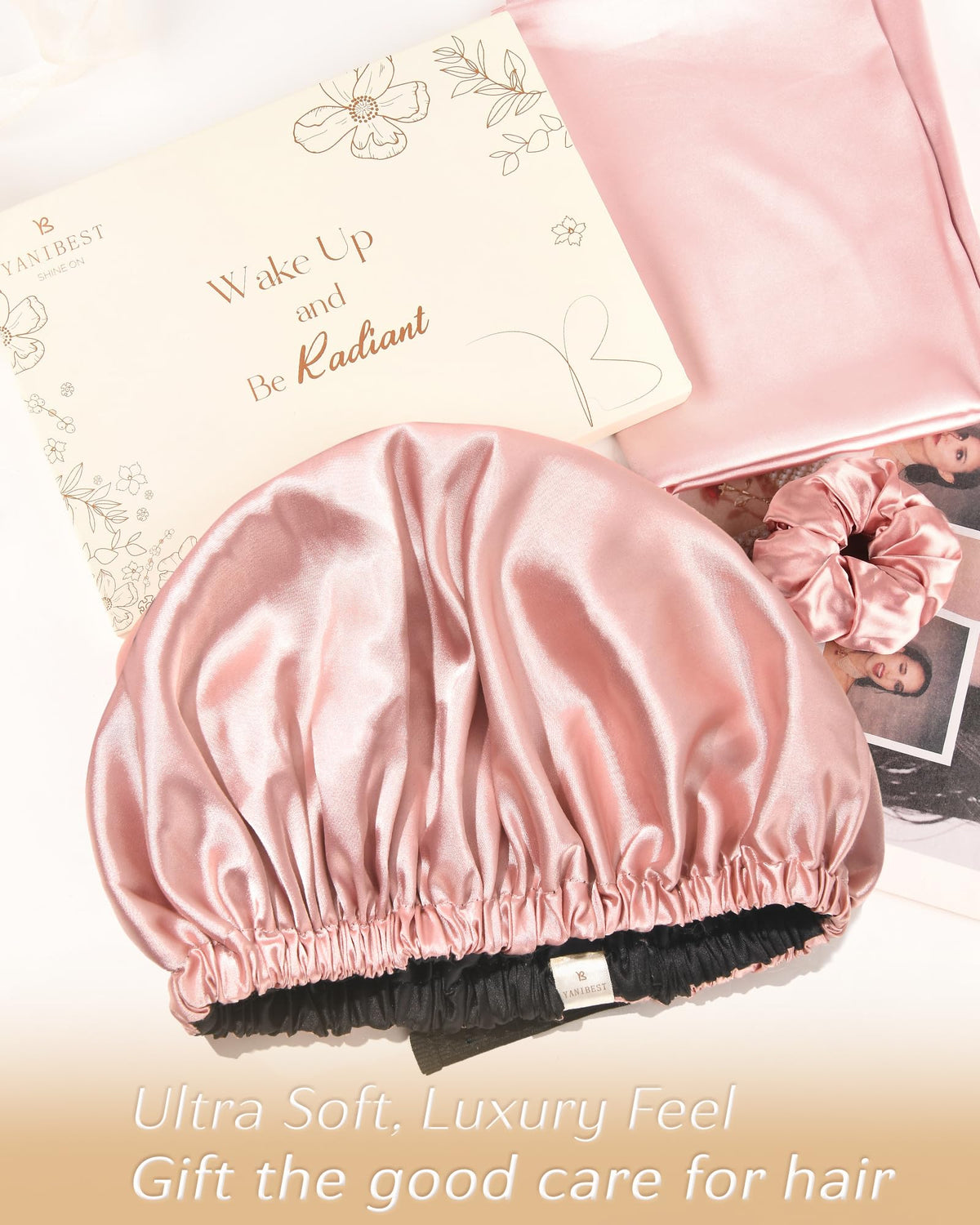 YANIBEST Adjustable Satin Bonnet in lifestyle setting