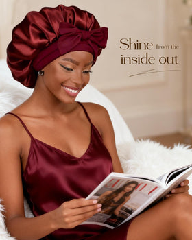 YANIBEST Adjustable Satin Bonnet laid flat to show double-layer design