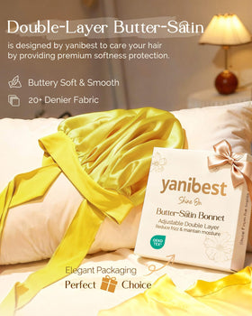 YANIBEST Adjustable Satin Bonnet showing adjustable tie band