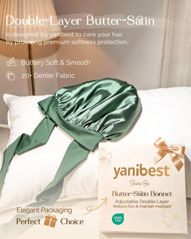 YANIBEST Adjustable Satin Bonnet showing adjustable ties