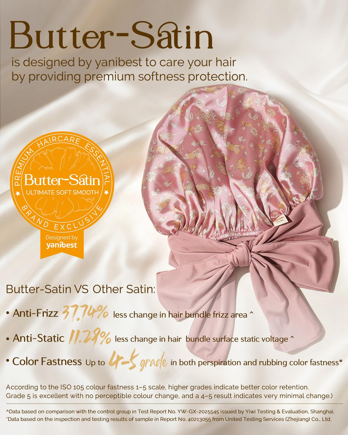 YANIBEST adjustable satin bonnet showing tie band
