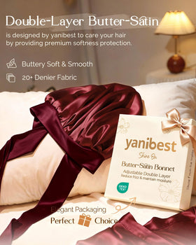 YANIBEST Adjustable Satin Bonnet side view showcasing adjustable tie band
