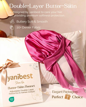 YANIBEST Adjustable Satin Bonnet side view showcasing tie band