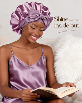 YANIBEST Adjustable Satin Bonnet styled with a bow