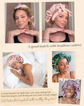 YANIBEST Adjustable Satin Bonnet styled with a bow