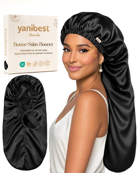 YANIBEST Adjustable Satin Sleep Bonnet front view in pink