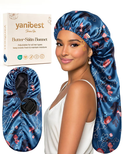 YANIBEST Adjustable Satin Sleep Bonnet in vibrant colour