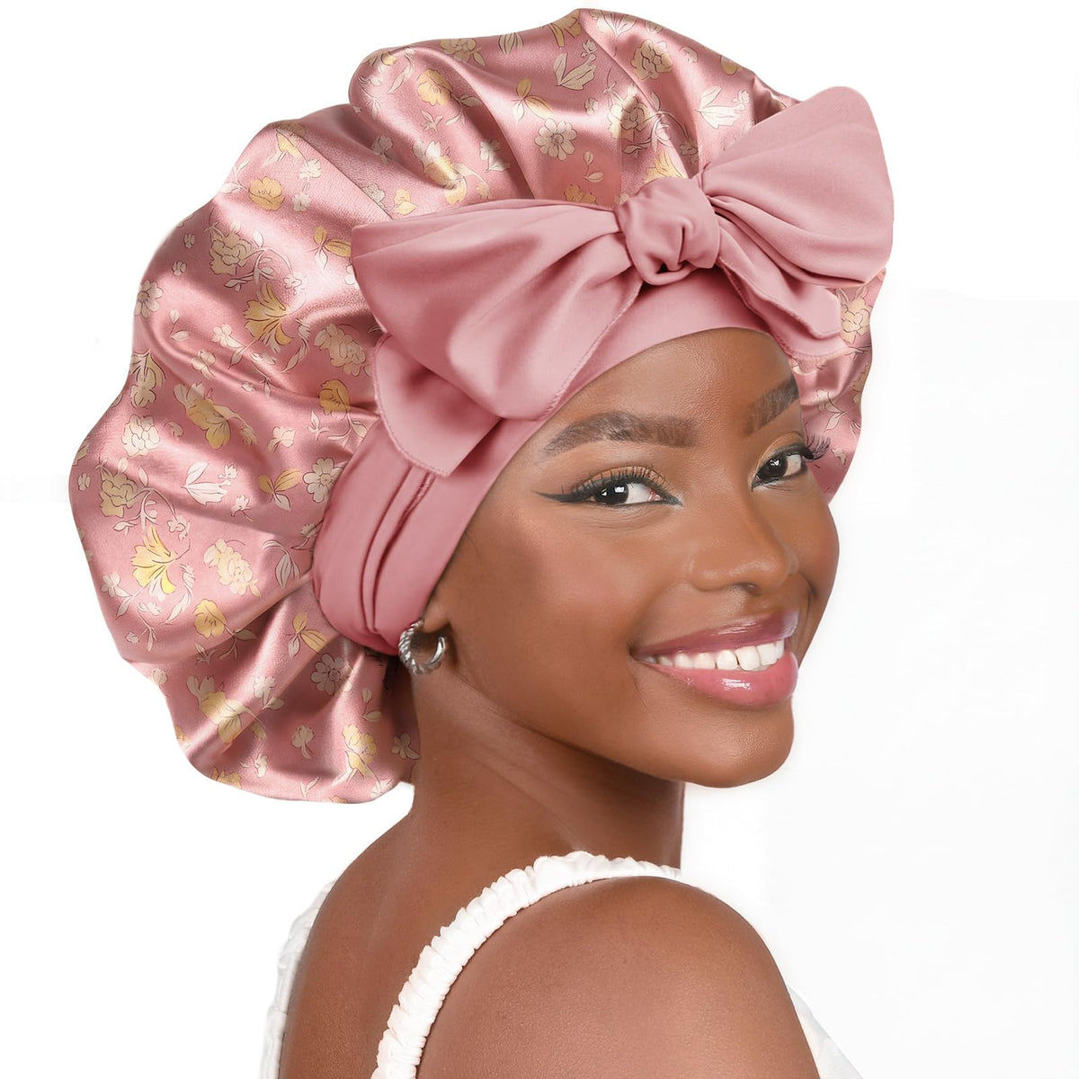 YANIBEST adjustable soft satin bonnet front view