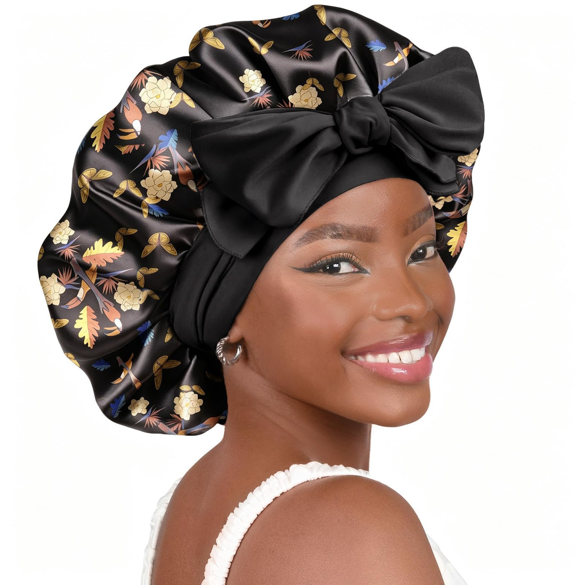 YANIBEST Adjustable Soft Satin Bonnet front view
