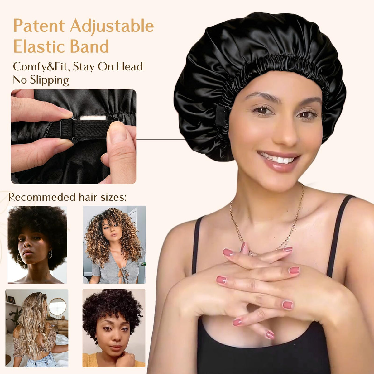 YANIBEST Bonnet on a mannequin with curly hair