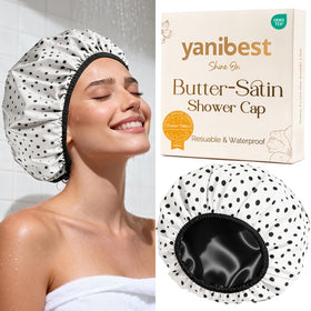 YANIBEST Frizz Free Satin Lined Shower Cap front view