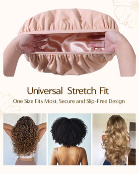 YANIBEST Frizz Free Satin Lined Shower Cap with long hair inside