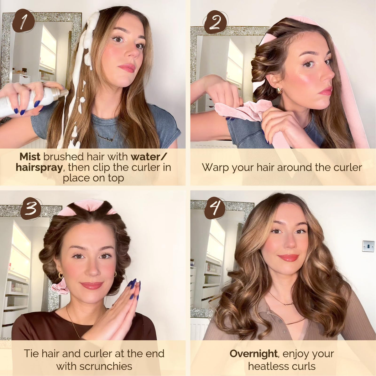 YANIBEST Heatless Hair Curler displayed with beautiful curls