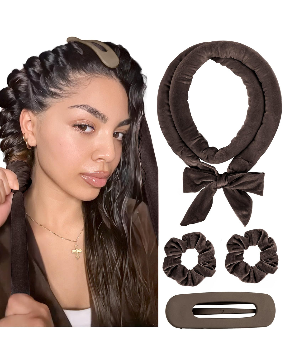 YANIBEST Heatless Hair Curler front view with soft flannel