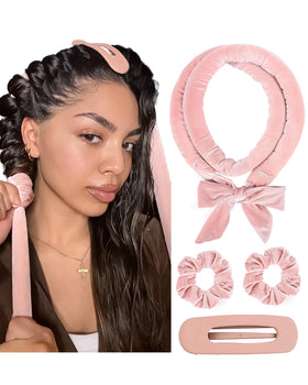 YANIBEST Heatless Hair Curler front view with velvet scrunchies