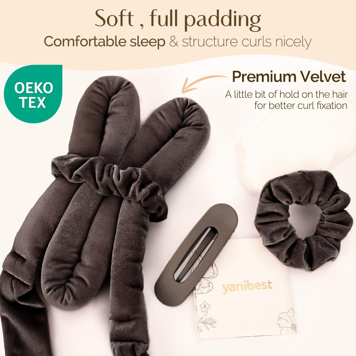 YANIBEST Heatless Hair Curler in use on long hair