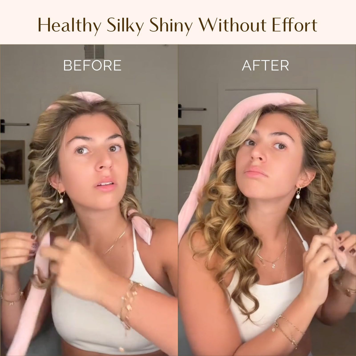 YANIBEST Heatless Hair Curler in use with long hair