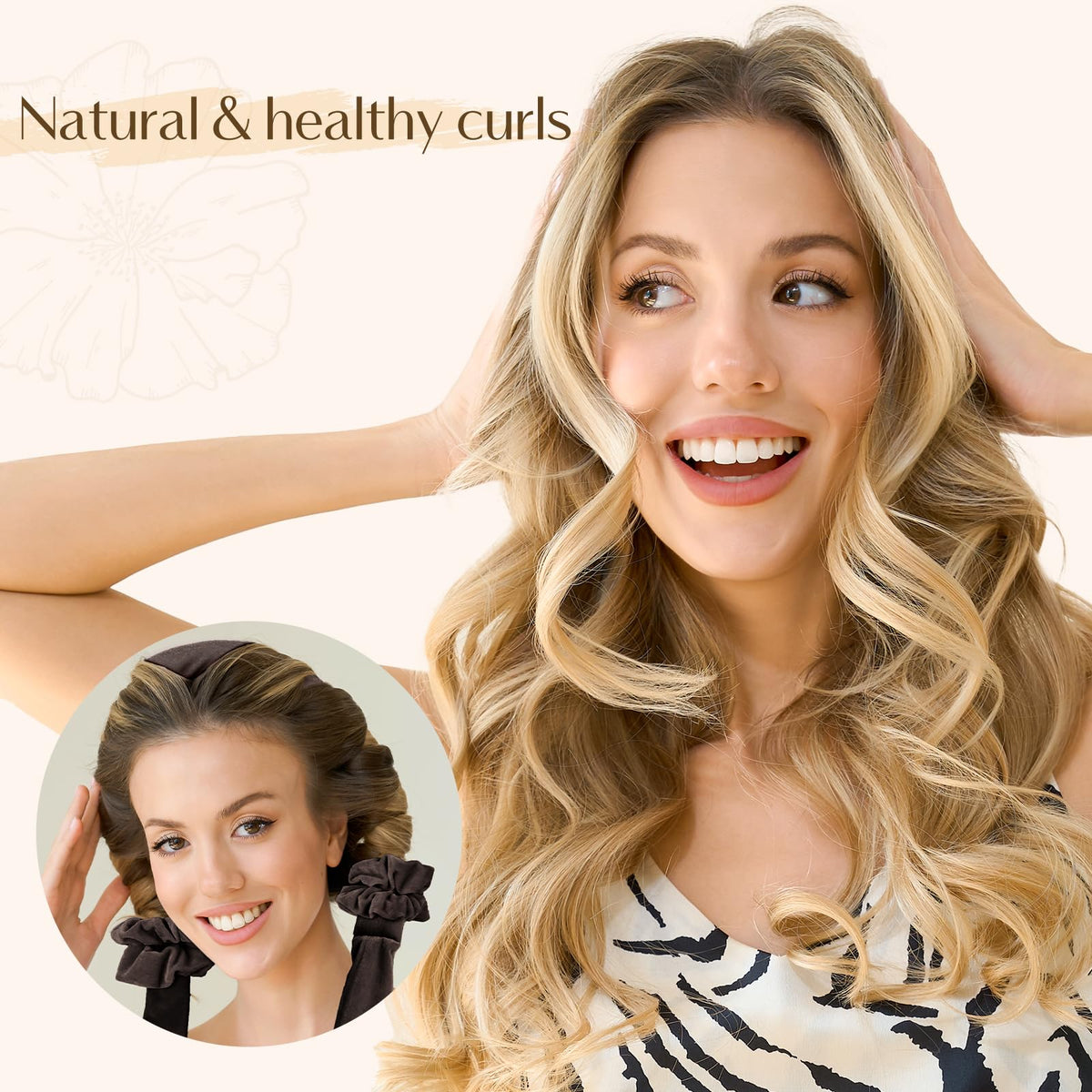 YANIBEST Heatless Hair Curler side view with velvet scrunchies