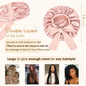 YANIBEST Satin Bonnet displayed with hair care products