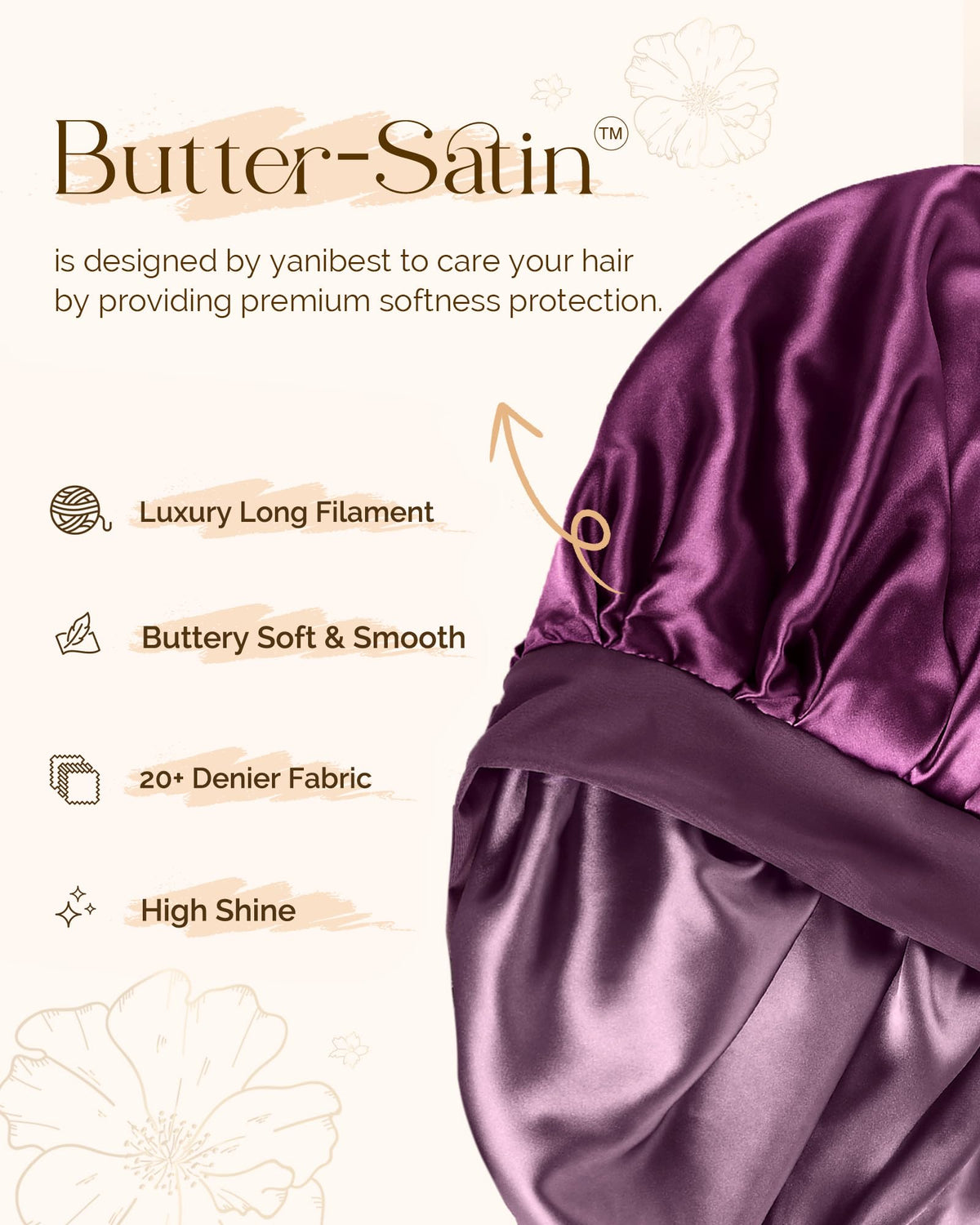 YANIBEST Satin Bonnet double layer design with smooth texture