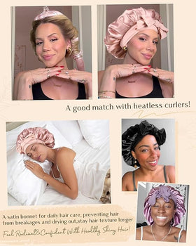 YANIBEST Satin Bonnet in lifestyle setting on a bed