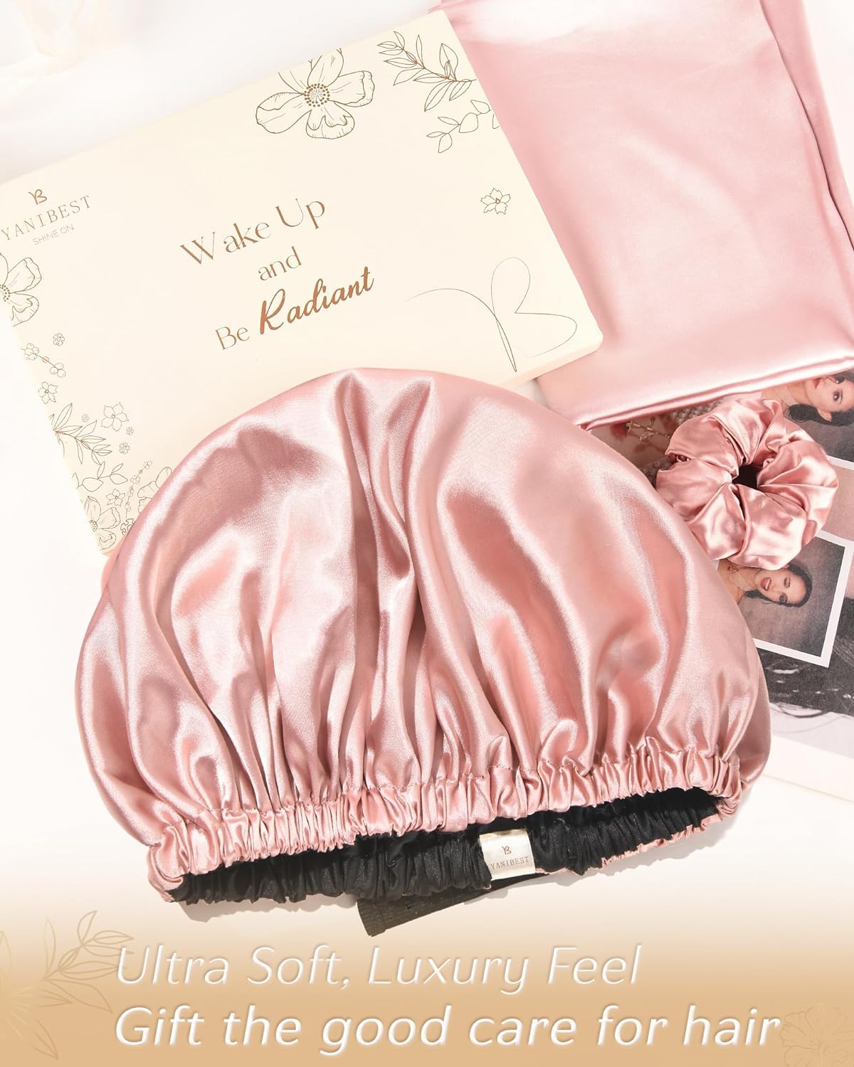 YANIBEST Satin Bonnet in use during a skincare routine