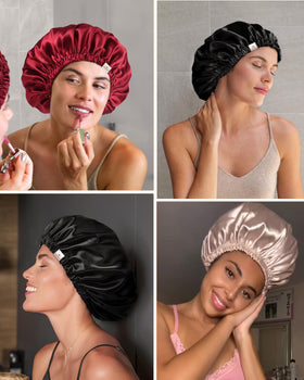 YANIBEST Satin Bonnet in various colours displayed together