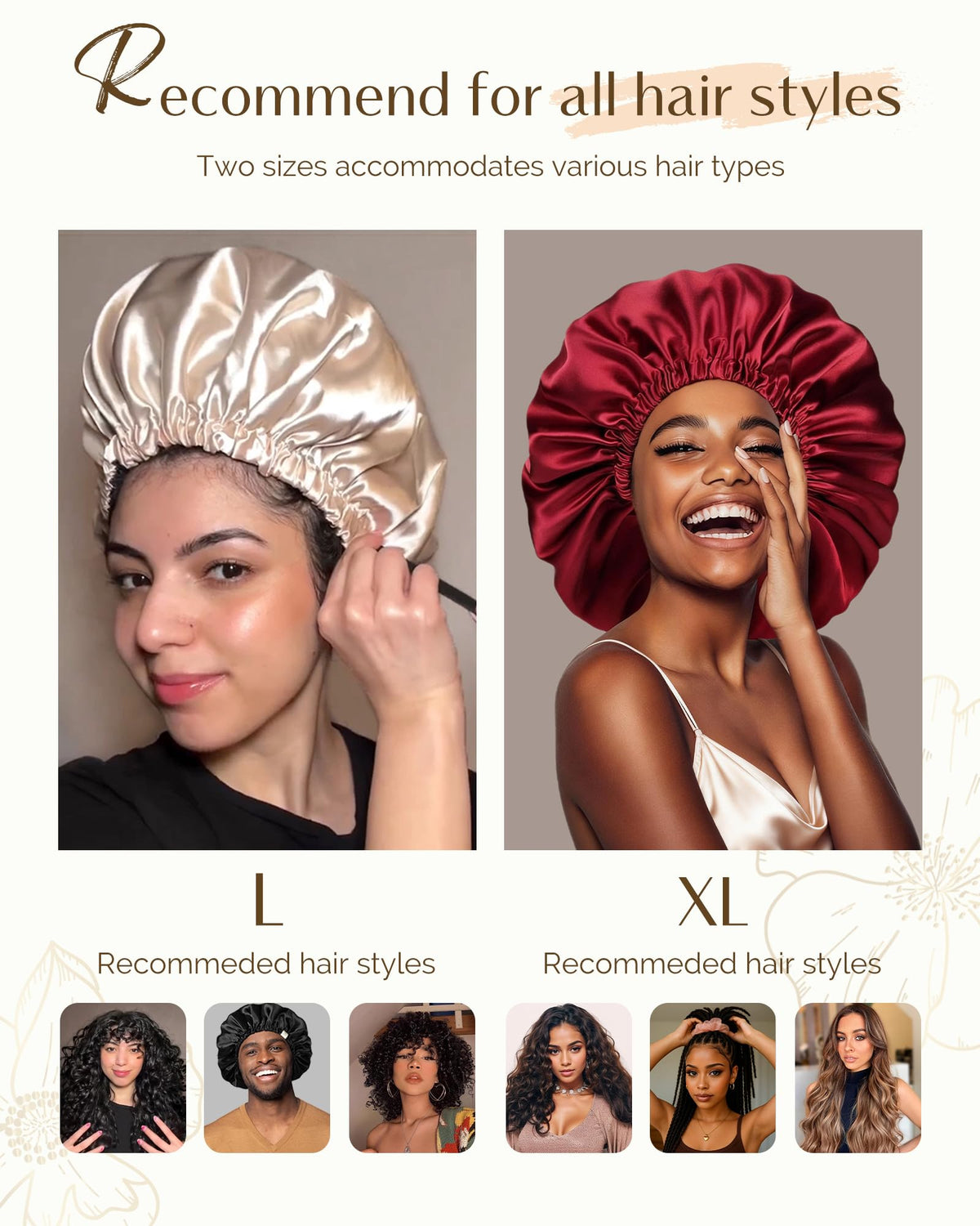 YANIBEST Satin Bonnet on a pillow demonstrating hair protection