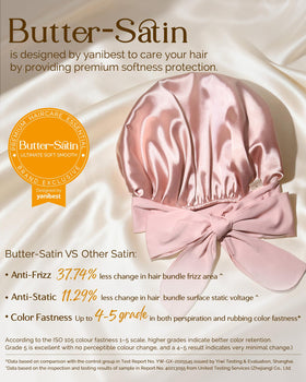 YANIBEST Satin Bonnet showing adjustable tie band