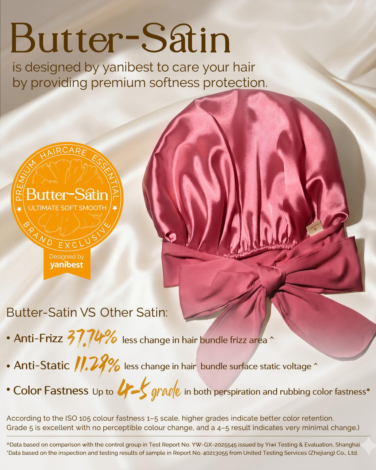 YANIBEST Satin Bonnet showing adjustable tie band