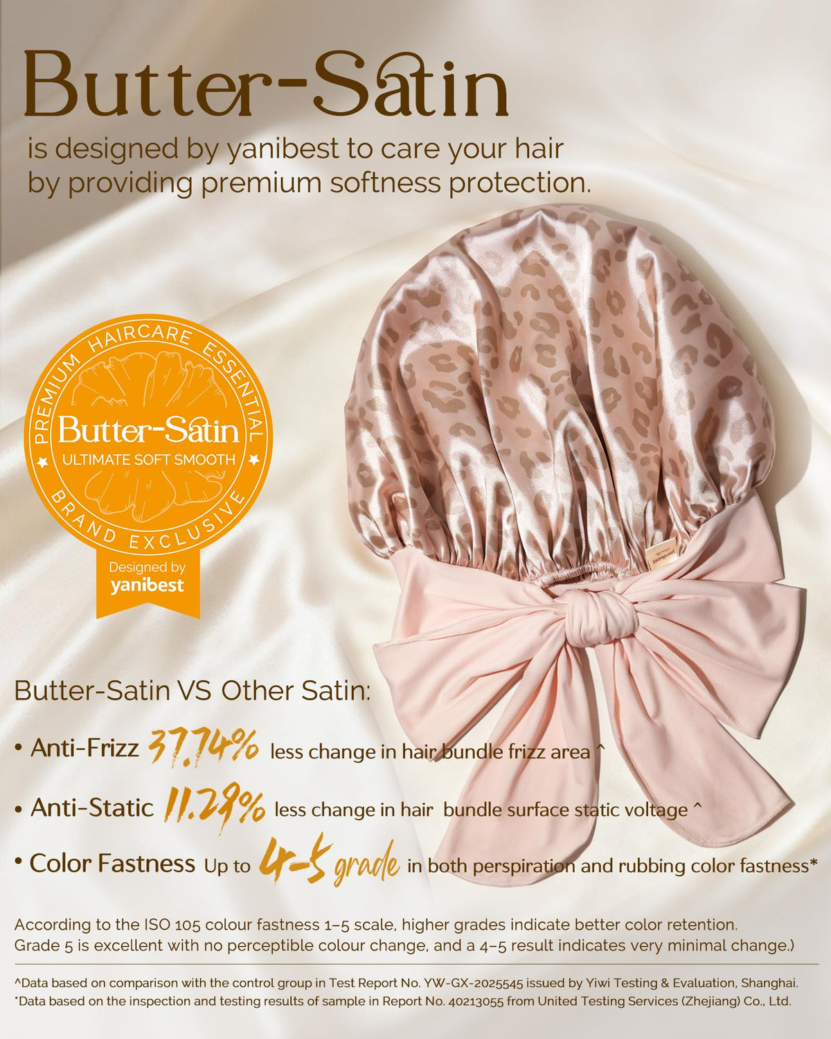 YANIBEST Satin Bonnet showing adjustable tie band