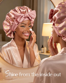 YANIBEST satin bonnet styled with chic bow