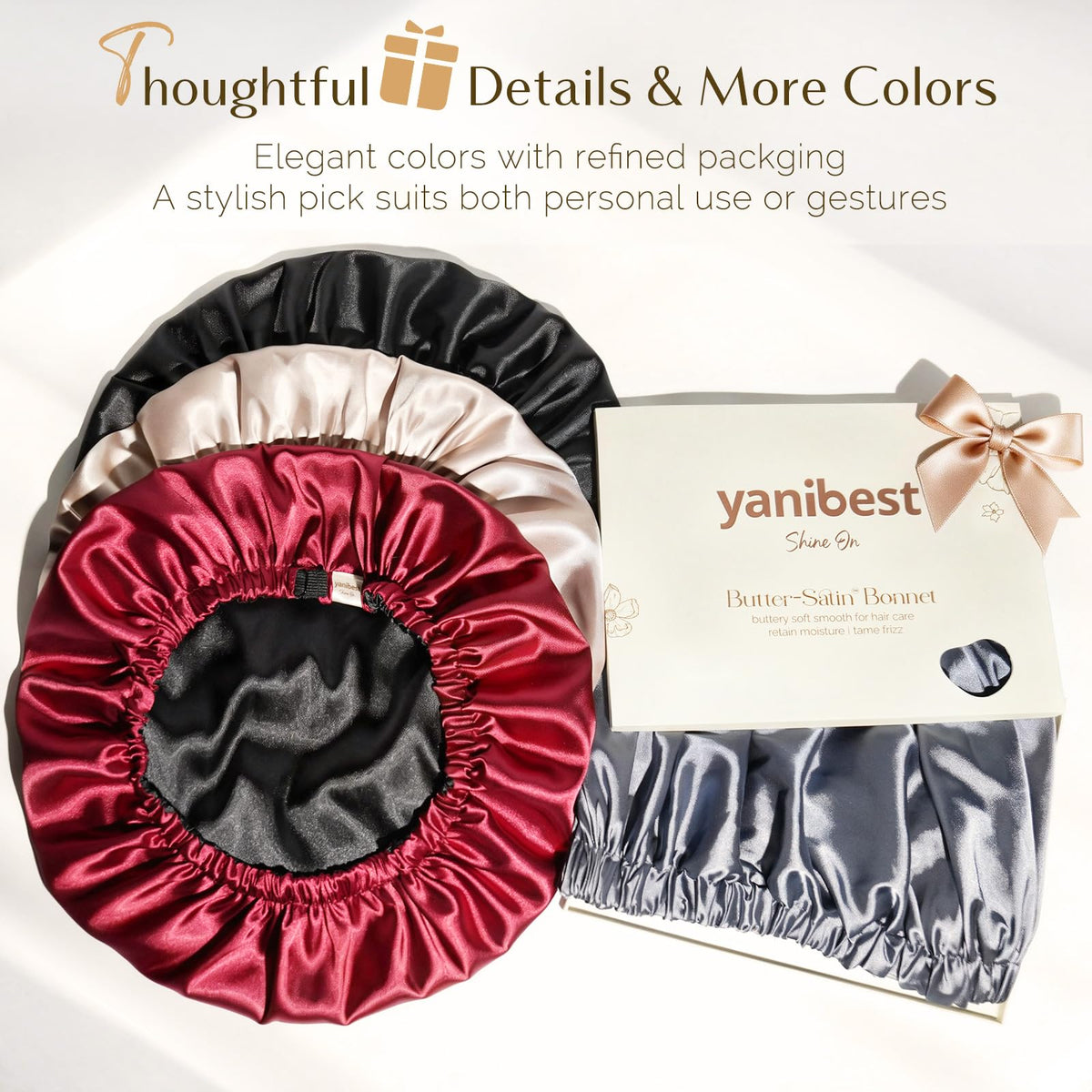 YANIBEST Satin Bonnet worn by a woman relaxing on a sofa