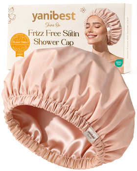 YANIBEST Satin Lined Shower Cap in Black colour front view
