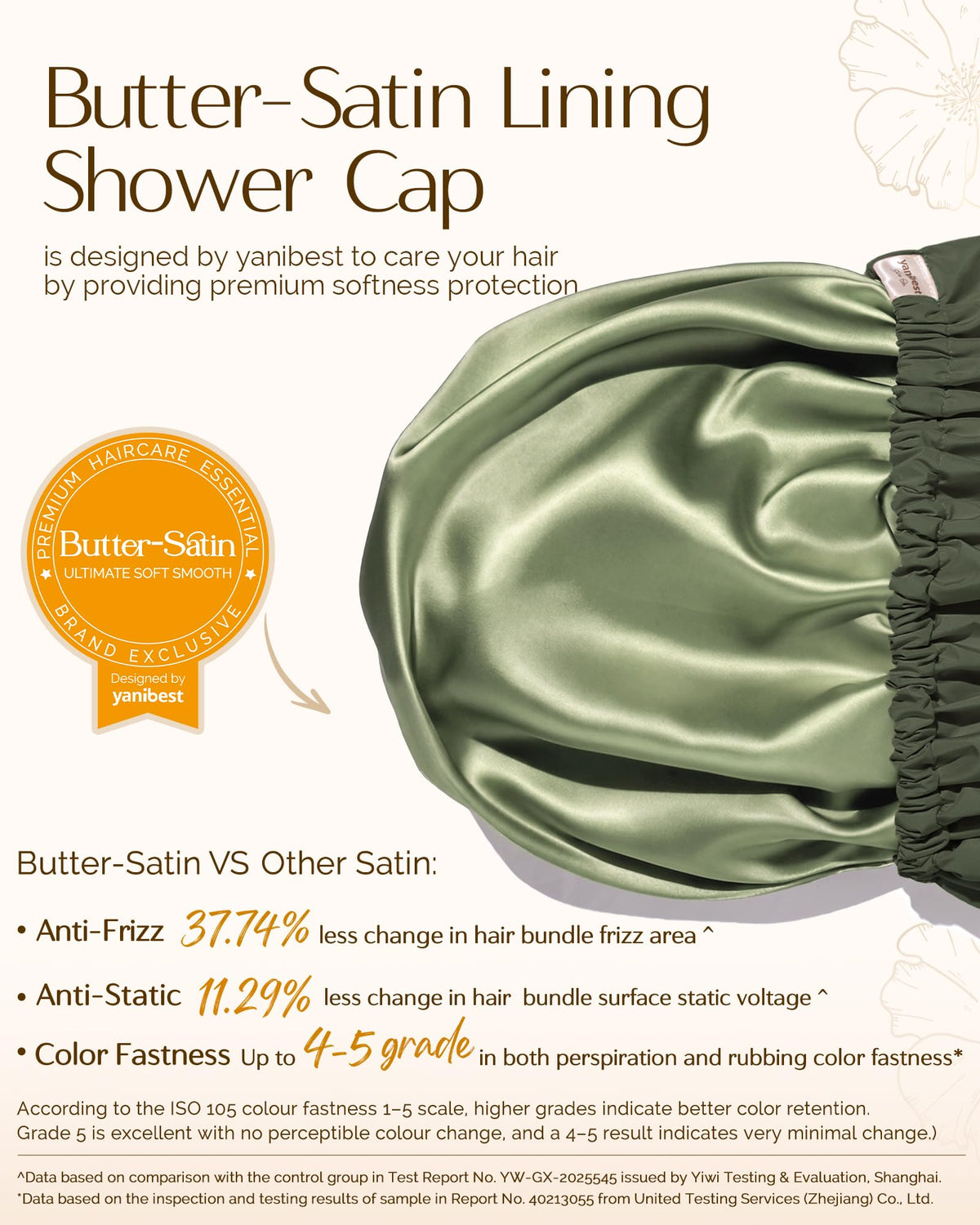 YANIBEST Satin Lined Shower Cap in peachy pink colour