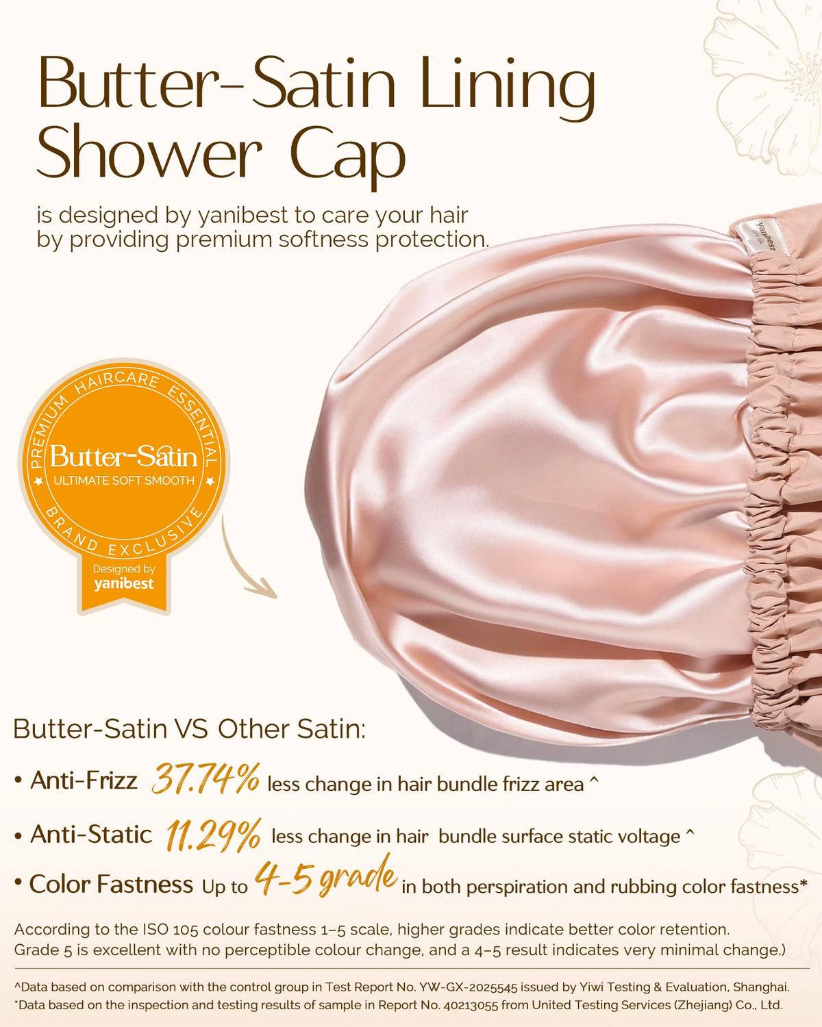 YANIBEST Satin Lined Shower Cap in Peachy Pink colour lifestyle scene