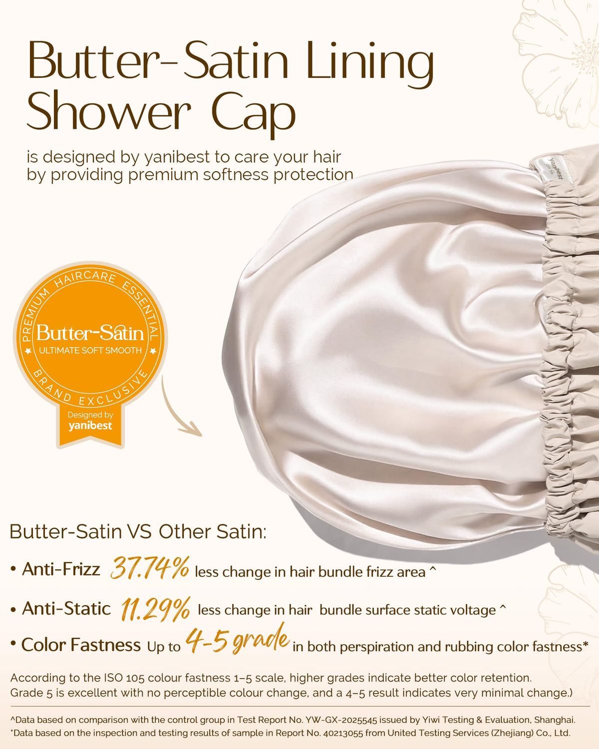 YANIBEST Satin Lined Shower Cap in Peachy Pink, lifestyle scene