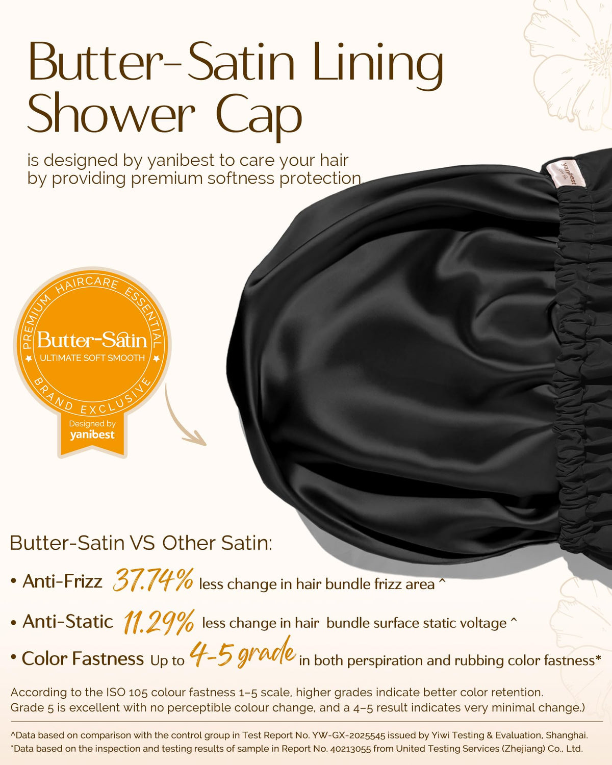 YANIBEST Satin Lined Shower Cap in Peachy Pink packaging
