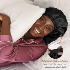 YANIBEST Satin Sleep Bonnet displayed on a table