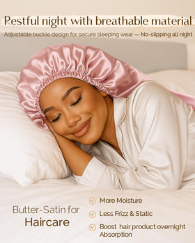 YANIBEST Satin Sleep Bonnet side view showing drawstring