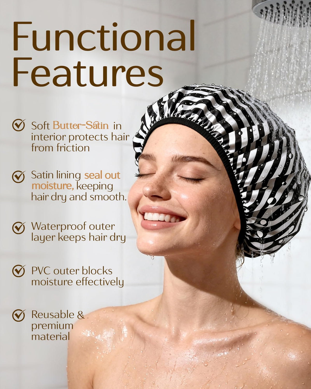 YANIBEST Shower Cap in elegant design