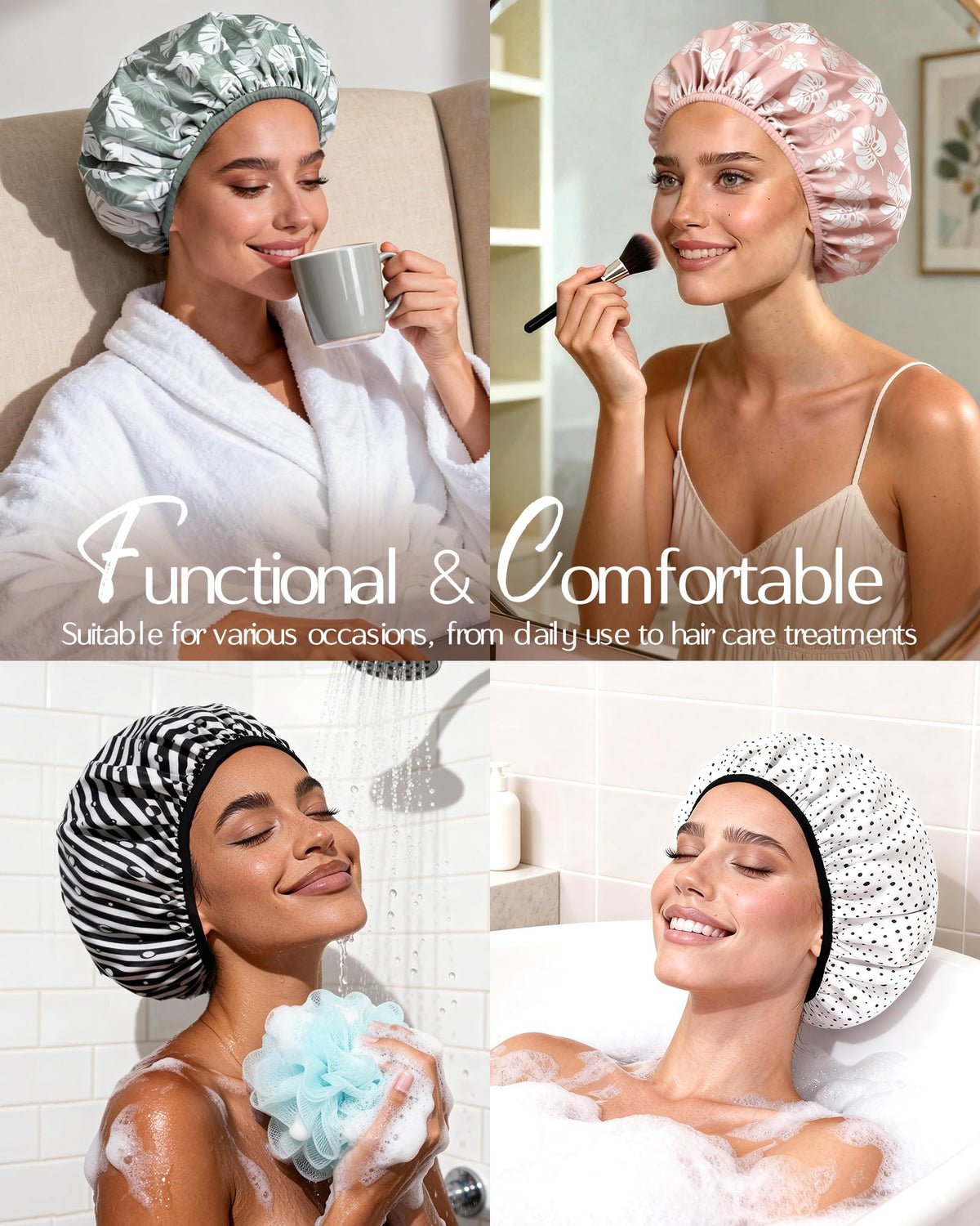 YANIBEST Shower Cap in use during a shower