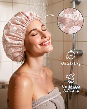 YANIBEST shower cap showcasing the soft butter-satin interior