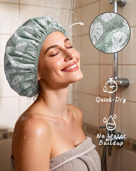 YANIBEST shower cap showing soft butter-satin interior